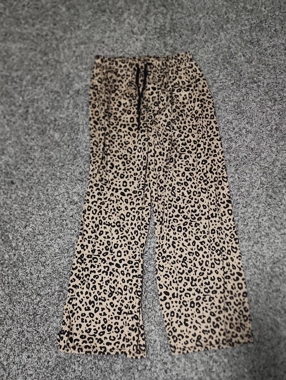 Leopard Print Women's Pajama Pants - Beige Black